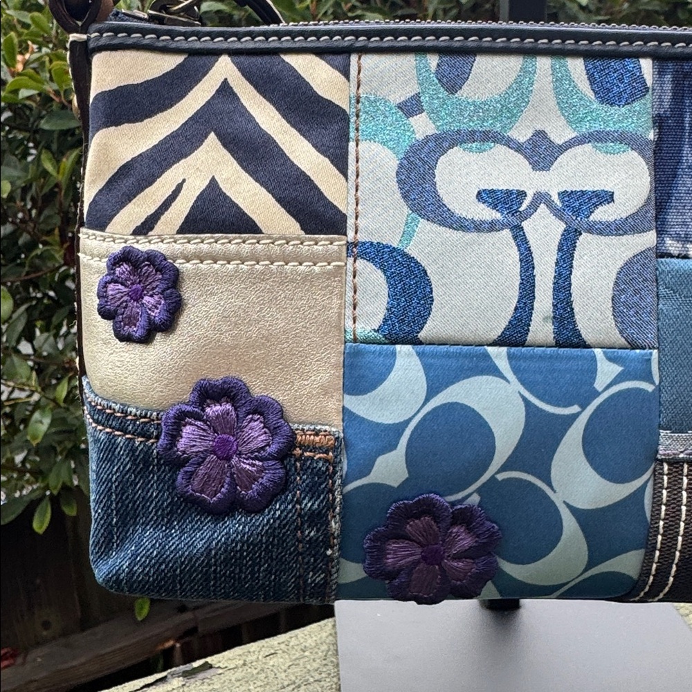 NWOT Coach Floral Small Denim Patchwork Purse $498 - NO CALLOUTS - Picture 7 of 12